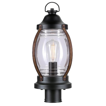 Westinghouse Fixture Post Top Outdoor Lantern 60W Canyon Txtrd, Black Barnwood Clear Glass 6578800